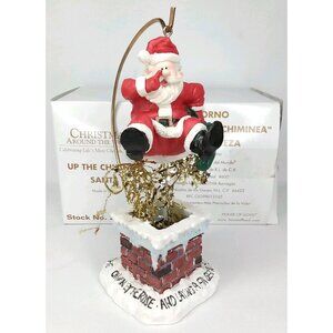 Vintage Christmas Figurine Up The Chimney Santa House Of Lloyd 1990s